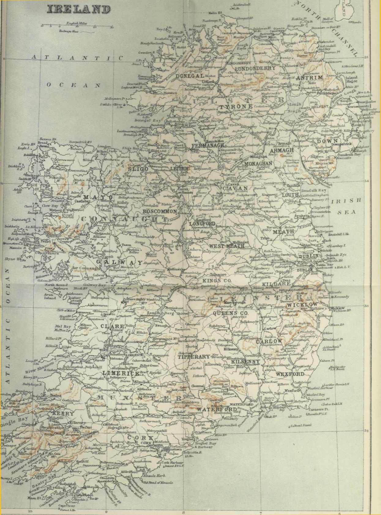 large map of Ireland circa 1909